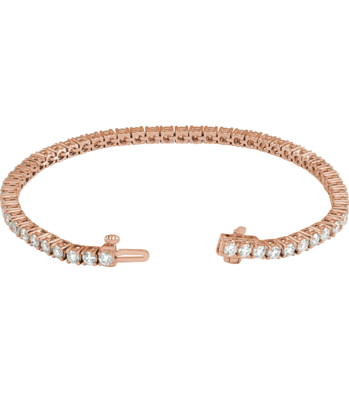 Brc951 Bracelet Set 14K Rose Round Lab-Grown Diamond 2.9Mm 5 Ctw Si1-Si2, G-H 7 In Polished 5 Ctw Lab-Grown Diamond Line Bracelet