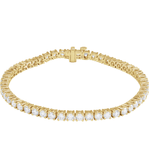 Brc951 Bracelet Set 14K Yellow Round Lab-Grown Diamond 3.2Mm 6 Ctw Si1-Si2, G-H 7 In Polished 6 Ctw Lab-Grown Diamond Line Bracelet