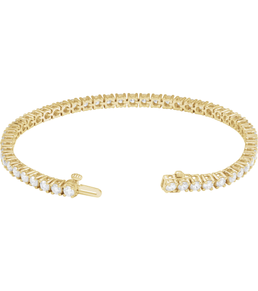 Brc951 Bracelet Set 14K Yellow Round Lab-Grown Diamond 3.2Mm 6 Ctw Si1-Si2, G-H 7 In Polished 6 Ctw Lab-Grown Diamond Line Bracelet