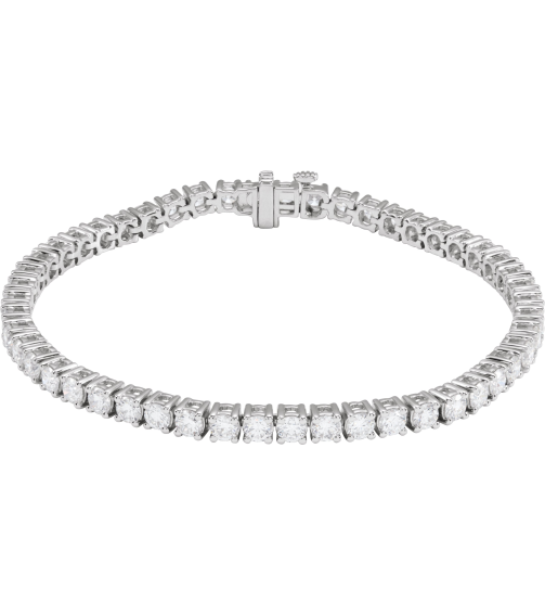 Brc951 Bracelet Set 14K White Round Lab-Grown Diamond 3.2Mm 6 Ctw Si1-Si2, G-H 7 In Polished 6 Ctw Lab-Grown Diamond Line Bracelet