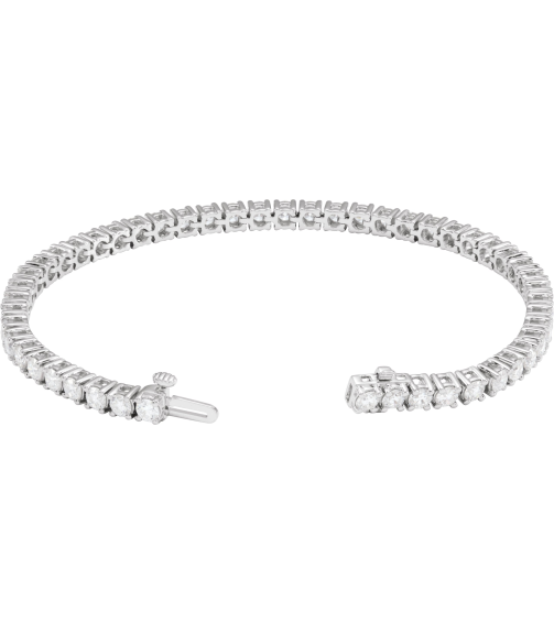 Brc951 Bracelet Set 14K White Round Lab-Grown Diamond 3.2Mm 6 Ctw Si1-Si2, G-H 7 In Polished 6 Ctw Lab-Grown Diamond Line Bracelet