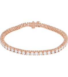 Brc951 Bracelet Set 14K Rose Round Lab-Grown Diamond 3.2Mm 6 Ctw Si1-Si2, G-H 7 In Polished 6 Ctw Lab-Grown Diamond Line Bracelet