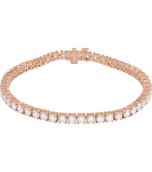 Brc951 Bracelet Set 14K Rose Round Lab-Grown Diamond 3.2Mm 6 Ctw Si1-Si2, G-H 7 In Polished 6 Ctw Lab-Grown Diamond Line Bracelet