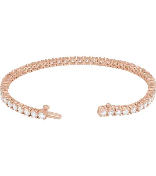 Brc951 Bracelet Set 14K Rose Round Lab-Grown Diamond 3.2Mm 6 Ctw Si1-Si2, G-H 7 In Polished 6 Ctw Lab-Grown Diamond Line Bracelet