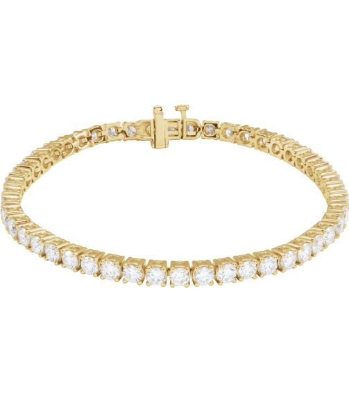 Brc951 Bracelet Set 14K Yellow Round Lab-Grown Diamond 3.4Mm 7 Ctw Si1-Si2, G-H 7 In Polished 7 Ctw Lab-Grown Diamond Line Bracelet