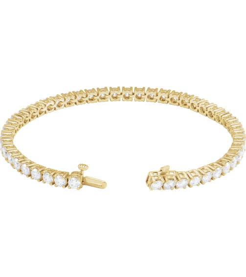 Brc951 Bracelet Set 14K Yellow Round Lab-Grown Diamond 3.4Mm 7 Ctw Si1-Si2, G-H 7 In Polished 7 Ctw Lab-Grown Diamond Line Bracelet