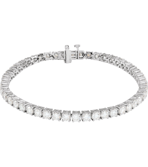 Brc951 Bracelet Set 14K White Round Lab-Grown Diamond 3.4Mm 7 Ctw Si1-Si2, G-H 7 In Polished 7 Ctw Lab-Grown Diamond Line Bracelet