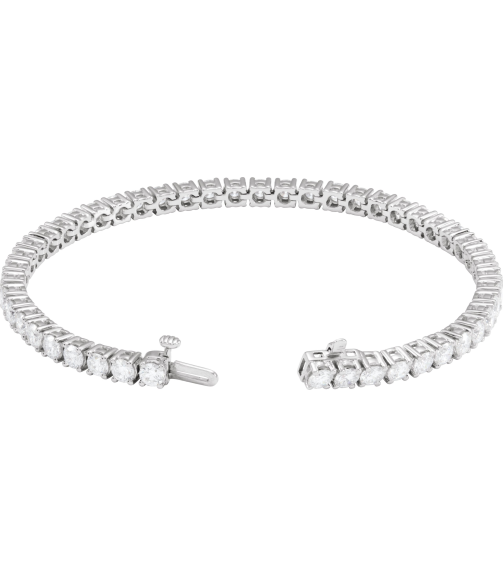 Brc951 Bracelet Set 14K White Round Lab-Grown Diamond 3.4Mm 7 Ctw Si1-Si2, G-H 7 In Polished 7 Ctw Lab-Grown Diamond Line Bracelet