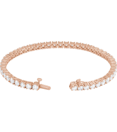 Brc951 Bracelet Set 14K Rose Round Lab-Grown Diamond 3.4Mm 7 Ctw Si1-Si2, G-H 7 In Polished 7 Ctw Lab-Grown Diamond Line Bracelet