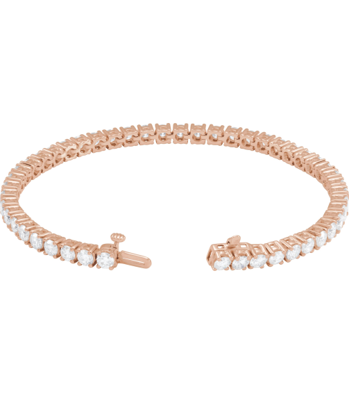 Brc951 Bracelet Set 14K Rose Round Lab-Grown Diamond 3.4Mm 7 Ctw Si1-Si2, G-H 7 In Polished 7 Ctw Lab-Grown Diamond Line Bracelet