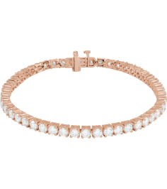 Brc951 Bracelet Set 14K Rose Round Lab-Grown Diamond 3.4Mm 7 Ctw Si1-Si2, G-H 7 In Polished 7 Ctw Lab-Grown Diamond Line Bracelet