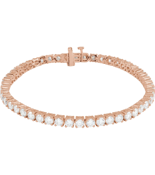 Brc951 Bracelet Set 14K Rose Round Lab-Grown Diamond 3.4Mm 7 Ctw Si1-Si2, G-H 7 In Polished 7 Ctw Lab-Grown Diamond Line Bracelet
