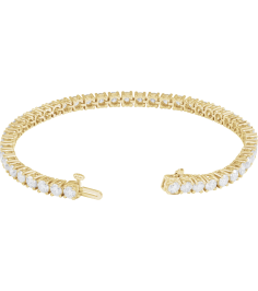 Brc951 Bracelet Set 14K Yellow Round Lab-Grown Diamond 3.5Mm 8 Ctw Si1-Si2, G-H 7 In Polished 8 Ctw Lab-Grown Diamond Line Bracelet