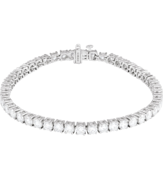 Brc951 Bracelet Set 14K White Round Lab-Grown Diamond 3.5Mm 8 Ctw Si1-Si2, G-H 7 In Polished 8 Ctw Lab-Grown Diamond Line Bracelet