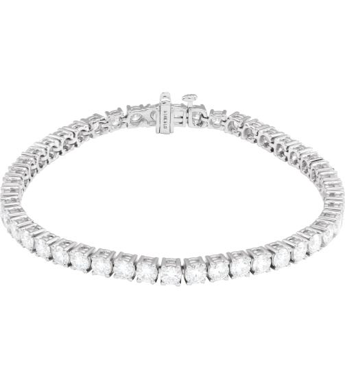 Brc951 Bracelet Set 14K White Round Lab-Grown Diamond 3.5Mm 8 Ctw Si1-Si2, G-H 7 In Polished 8 Ctw Lab-Grown Diamond Line Bracelet