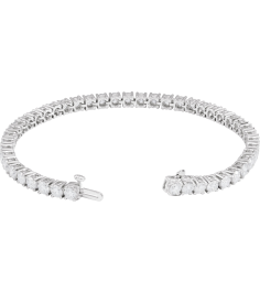 Brc951 Bracelet Set 14K White Round Lab-Grown Diamond 3.5Mm 8 Ctw Si1-Si2, G-H 7 In Polished 8 Ctw Lab-Grown Diamond Line Bracelet