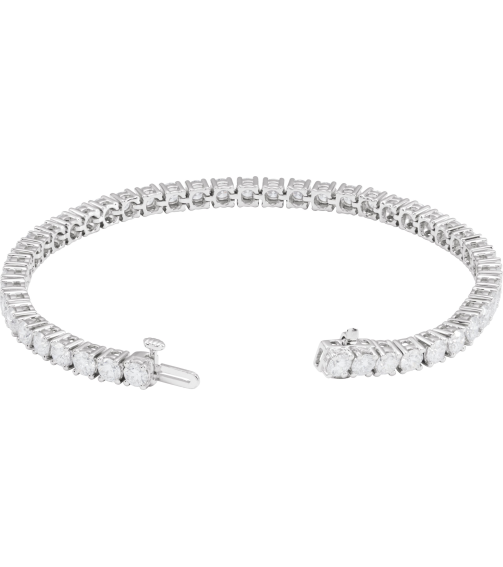 Brc951 Bracelet Set 14K White Round Lab-Grown Diamond 3.5Mm 8 Ctw Si1-Si2, G-H 7 In Polished 8 Ctw Lab-Grown Diamond Line Bracelet