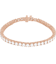 Brc951 Bracelet Set 14K Rose Round Lab-Grown Diamond 3.5Mm 8 Ctw Si1-Si2, G-H 7 In Polished 8 Ctw Lab-Grown Diamond Line Bracelet