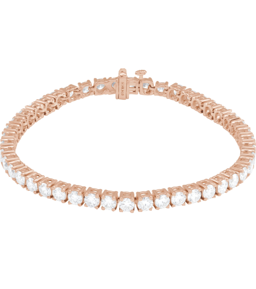 Brc951 Bracelet Set 14K Rose Round Lab-Grown Diamond 3.5Mm 8 Ctw Si1-Si2, G-H 7 In Polished 8 Ctw Lab-Grown Diamond Line Bracelet