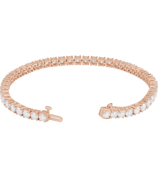 Brc951 Bracelet Set 14K Rose Round Lab-Grown Diamond 3.5Mm 8 Ctw Si1-Si2, G-H 7 In Polished 8 Ctw Lab-Grown Diamond Line Bracelet