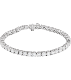 Brc951 Bracelet Set 14K White Round Lab-Grown Diamond 3.65Mm 9 Ctw Si1-Si2, G-H 7 In Polished 9 Ctw Lab-Grown Diamond Line Bracelet