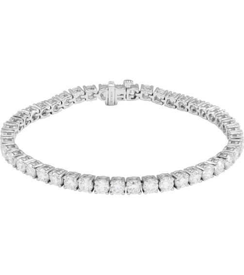 Brc951 Bracelet Set 14K White Round Lab-Grown Diamond 3.65Mm 9 Ctw Si1-Si2, G-H 7 In Polished 9 Ctw Lab-Grown Diamond Line Bracelet