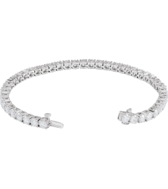 Brc951 Bracelet Set 14K White Round Lab-Grown Diamond 3.65Mm 9 Ctw Si1-Si2, G-H 7 In Polished 9 Ctw Lab-Grown Diamond Line Bracelet