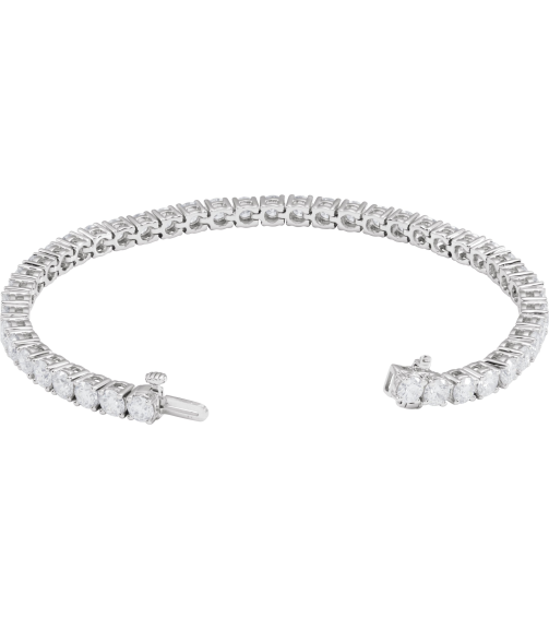Brc951 Bracelet Set 14K White Round Lab-Grown Diamond 3.65Mm 9 Ctw Si1-Si2, G-H 7 In Polished 9 Ctw Lab-Grown Diamond Line Bracelet