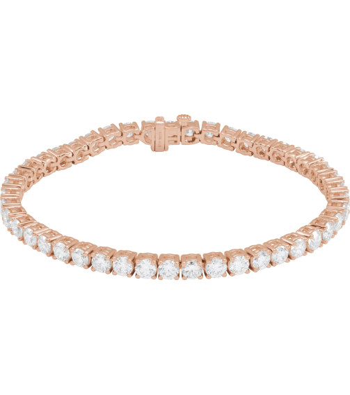 Brc951 Bracelet Set 14K Rose Round Lab-Grown Diamond 3.65Mm 9 Ctw Si1-Si2, G-H 7 In Polished 9 Ctw Lab-Grown Diamond Line Bracelet