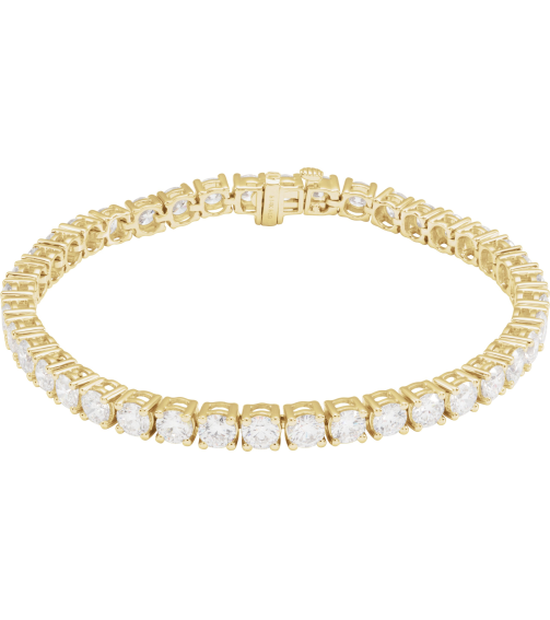 Brc951 Bracelet Set 14K Yellow Round Lab-Grown Diamond 3.9Mm 10 Ctw Si1-Si2, G-H 7 In Polished 10 Ctw Lab-Grown Diamond Line Bracelet