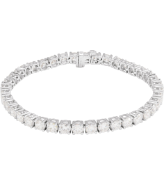 Brc951 Bracelet Set 14K White Round Lab-Grown Diamond 3.9Mm 10 Ctw Si1-Si2, G-H 7 In Polished 10 Ctw Lab-Grown Diamond Line Bracelet