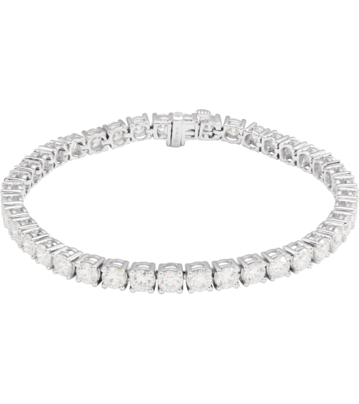 Brc951 Bracelet Set 14K White Round Lab-Grown Diamond 3.9Mm 10 Ctw Si1-Si2, G-H 7 In Polished 10 Ctw Lab-Grown Diamond Line Bracelet
