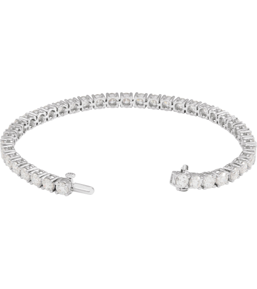 Brc951 Bracelet Set 14K White Round Lab-Grown Diamond 3.9Mm 10 Ctw Si1-Si2, G-H 7 In Polished 10 Ctw Lab-Grown Diamond Line Bracelet