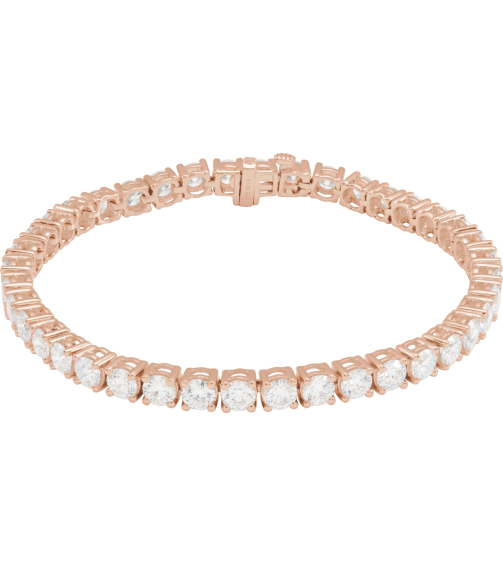 Brc951 Bracelet Set 14K Rose Round Lab-Grown Diamond 3.9Mm 10 Ctw Si1-Si2, G-H 7 In Polished 10 Ctw Lab-Grown Diamond Line Bracelet