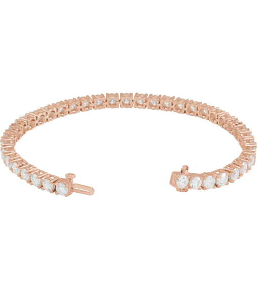 Brc951 Bracelet Set 14K Rose Round Lab-Grown Diamond 3.9Mm 10 Ctw Si1-Si2, G-H 7 In Polished 10 Ctw Lab-Grown Diamond Line Bracelet