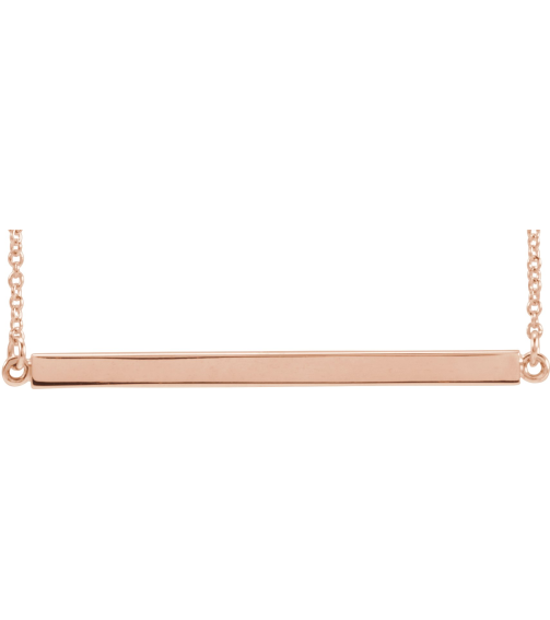 88648 Necklace 14K Rose 28.5 X 2.5 Mm 18 In Polished Four Sided Engravable Bar Necklace