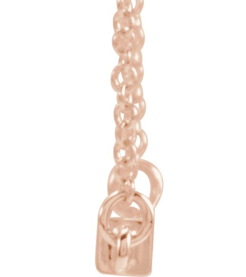 88648 Necklace 14K Rose 28.5 X 2.5 Mm 18 In Polished Four Sided Engravable Bar Necklace