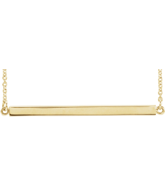 88648 Necklace 14K Yellow 28.5 X 2.5 Mm 18 In Polished Four Sided Engravable Bar Necklace