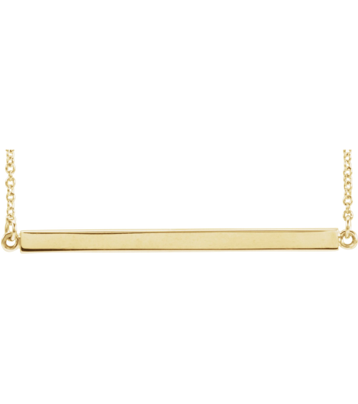 88648 Necklace 14K Yellow 28.5 X 2.5 Mm 18 In Polished Four Sided Engravable Bar Necklace
