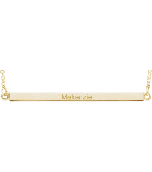 88648 Necklace 14K Yellow 28.5 X 2.5 Mm 18 In Polished Four Sided Engravable Bar Necklace