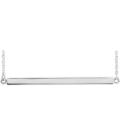 88648 Necklace Sterling Silver 28.5 X 2.5 Mm 18 In Polished Four Sided Engravable Bar Necklace