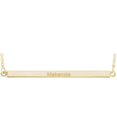 88648 Necklace 14K Yellow 38.5 X 2.5 Mm 18 In Polished Four Sided Engravable Bar Necklace
