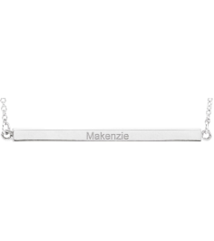 88648 Necklace 14K White 38.5 X 2.5 Mm 18 In Polished Four Sided Engravable Bar Necklace
