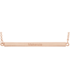 88648 Necklace 14K Rose 38.5 X 2.5 Mm 18 In Polished Four Sided Engravable Bar Necklace