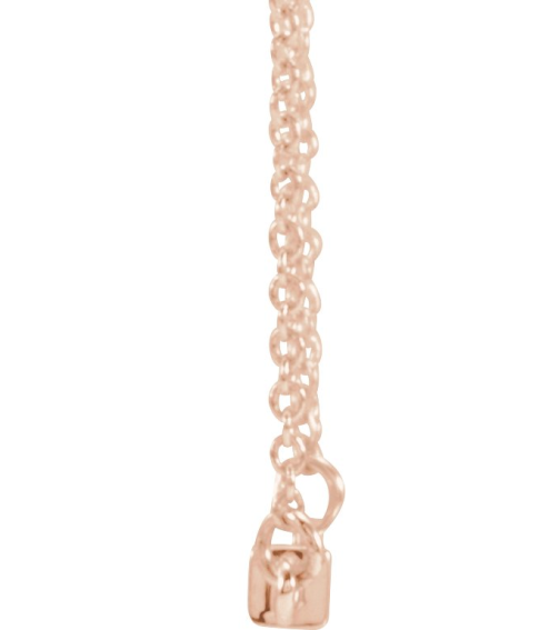 88648 Necklace 14K Rose 38.5 X 2.5 Mm 18 In Polished Four Sided Engravable Bar Necklace