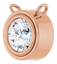 88688 Necklace Center Set 14K Rose Round Natural Diamond 5Mm 38 Ct I1, G-H Polished 38 Ct Natural Diamond Bezel Set Necklace Center