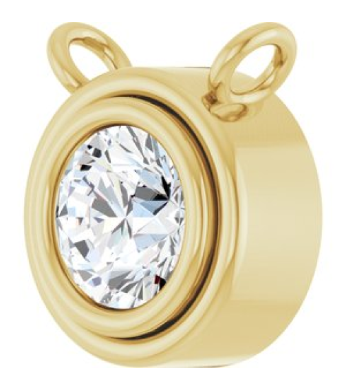 88688 Necklace Center Set 14K Yellow Round Lab-Grown Moissanite 4 Mm Polished Lab-Grown Moissanite Bezel Set Necklace Center