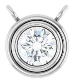 88688 Necklace Center Set 14K White Round Lab-Grown Moissanite 4 Mm Polished Lab-Grown Moissanite Bezel Set Necklace Center