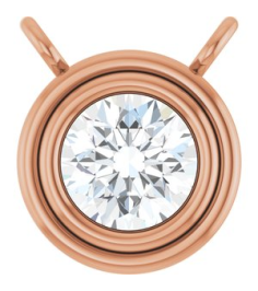 88688 Necklace Center Set 14K Rose Round Lab-Grown Diamond 4Mm 14 Ct Si1-Si2, G-H Polished 14 Ct Lab-Grown Diamond Bezel Set Necklace Center