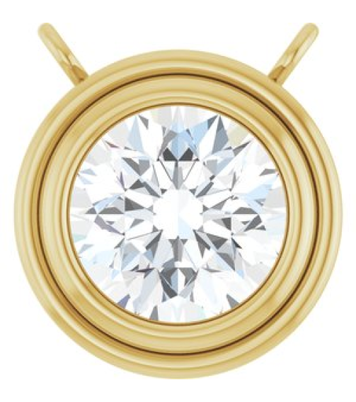 88688 Necklace Center Set 14K Yellow Round Natural Diamond 6Mm 34 Ct I1, G-H Polished 34 Ct Natural Diamond Bezel Set Necklace Center